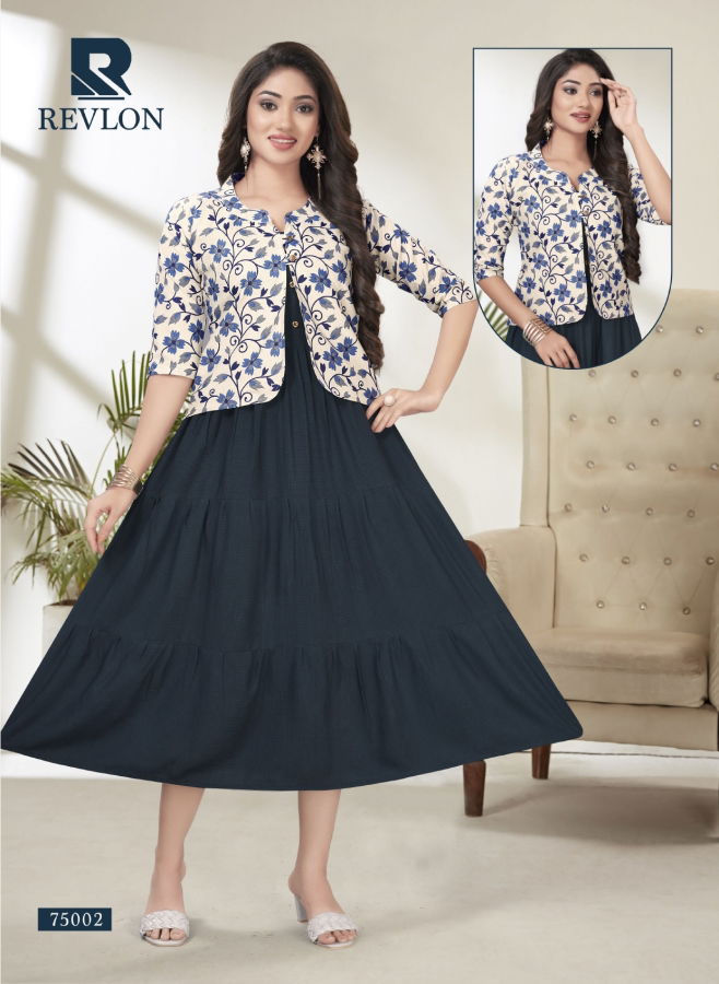 Raashi Revlon Rayon Designer Ethnic Wear Anarkali Kurti Collection